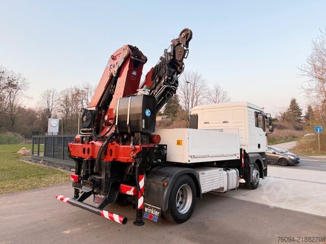 Flatbed truck MAN TGA 18.350 4x2 Pritsche KRAN 26m FUNK Seilwinde