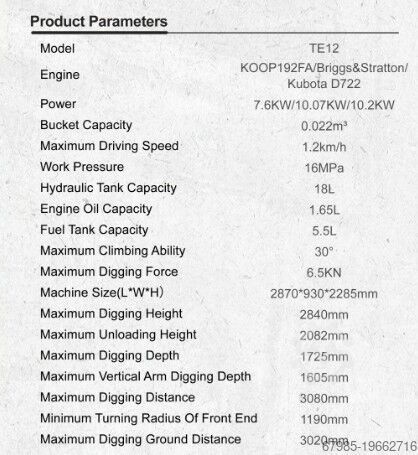 Minibagger RH12 Rhino Motors Bagger 1.2t Rhino Motors RH12