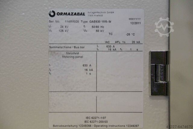 Switchgear block Ormazabal GAE630 1M5-9