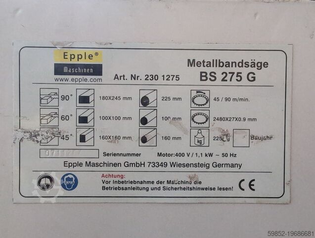 Band saw Epple BS 275 G