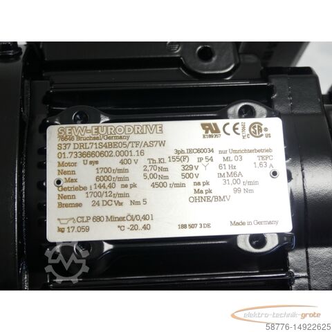 Control unit SEW-Eurodrive S37 DRL71S4BE05/TF/AS7W SN 01.7336660602.0001.16 -  -