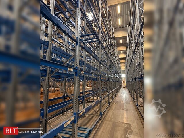 Schwerlastregal Industrieregal Hochregal SSI Schäfer PR600 – 30,90 lfm, Höhe 4,9m Boden + 2 Ebenen | Fachlast bis 3500 kg
