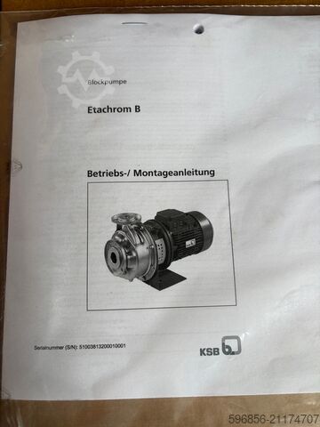 KSB Etachrom B Industrie­pumpe, Fördermenge 18 m³/h, H=45 m KSB Etachrom B pompa przemysłowa 18 m³/h H=45 m KSB Etachrom B pompa przemysłowa 18 m³/h H=45 m