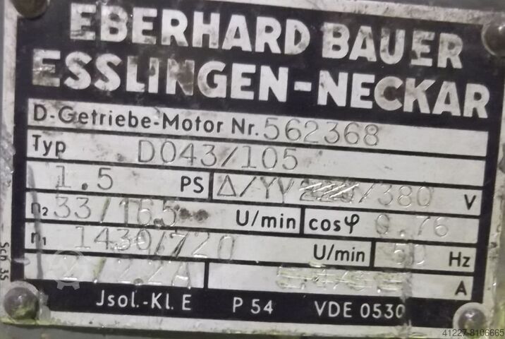 Getriebemotor 1,1 kW 16,5/33 U/min Bauer** DO43/105