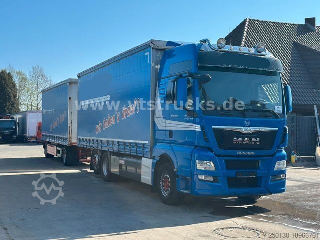 LKW mit Pritsche & Plane MAN TGX 26.440 6x2 + Langfeld LPA18L Komplett-Zug