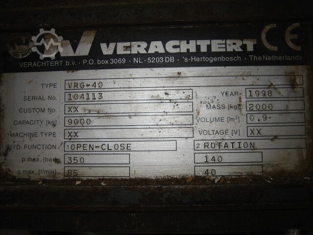 Demolition grab, sorting grab, laying clamp Verachtert VRG-40