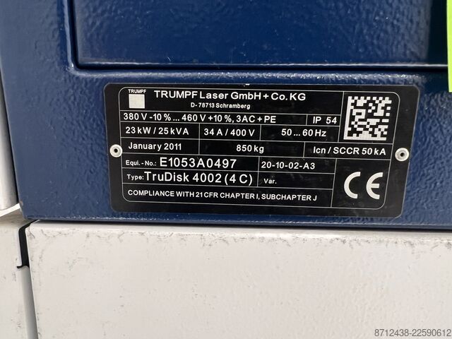 Laser source / disk laser TRUMPF Laser GmbH + Co. KG TruDisk 4002 (4C)