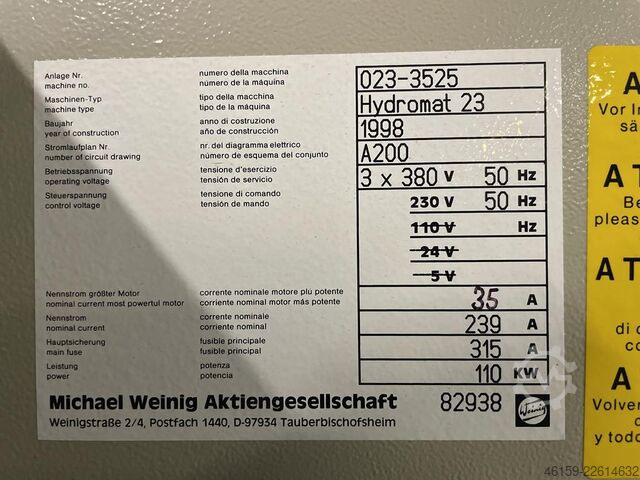Hobel- und Kehlautomat WEINIG HYDROMAT  (8 spindle)