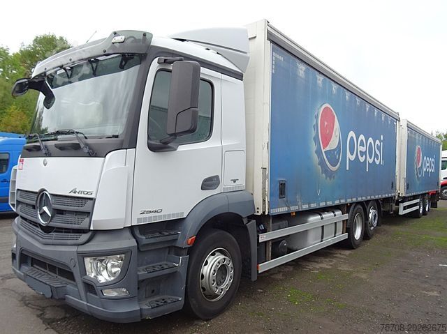 Flatbed truck with tarp MERCEDES-BENZ 2540 Antos*SafeServer*38 Pal.*2x 2,5 to LBW*Ret.