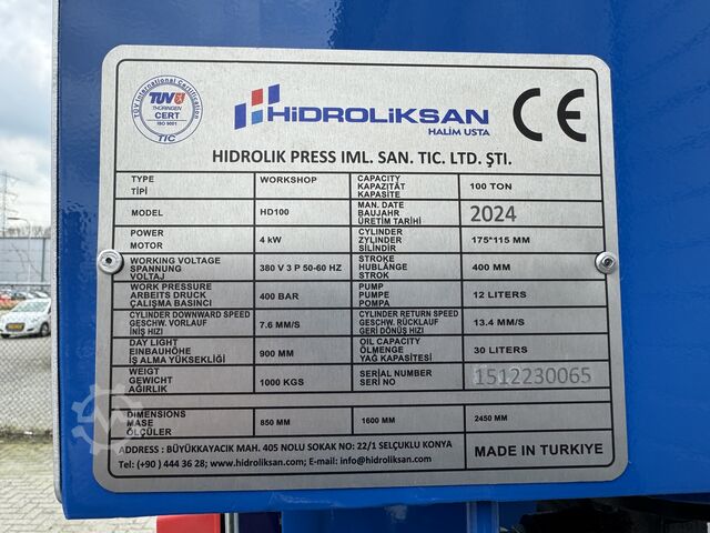 Werkstattpresse HIDROLIKSAN HD100