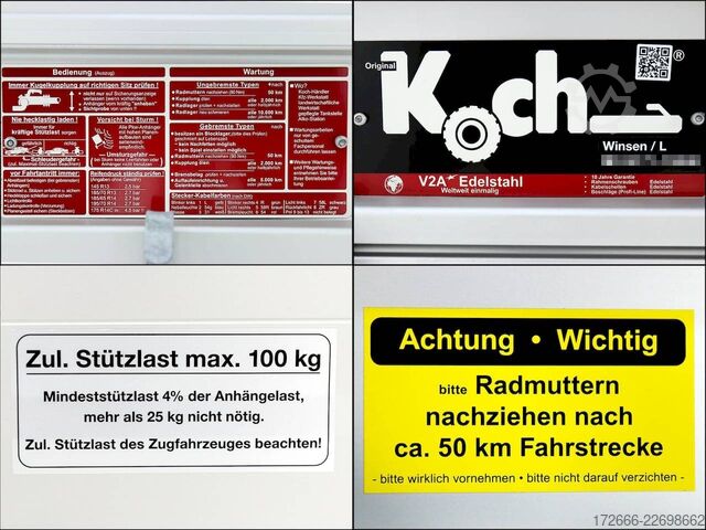 Kastenanhänger Koch-Anhänger 4.12 250X125X45CM 1200KG TIEFLADER