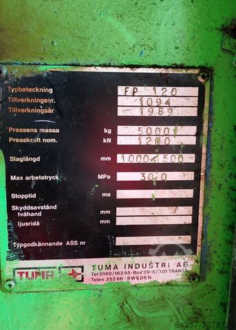 Hydraulische Presse für gebogene Leimteile TUMA INDUSTRI AB FP120