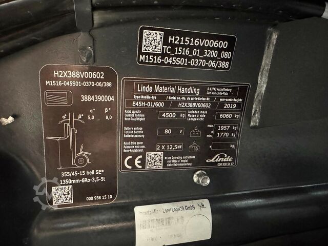 02/2022 Battery service + UVV 08/27 Linde E 45/600H