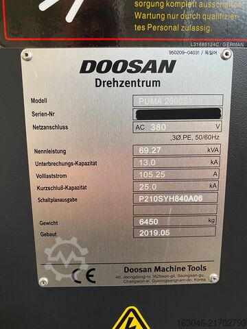 CNC turn-mill center DOOSAN Puma 2600SY II mit Siemens