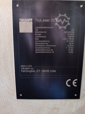 Laser cutting machine TRUMPF TruLaser 2030 Fiber