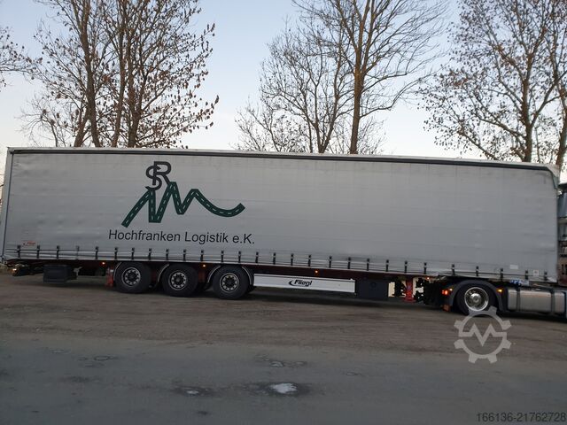 Auflieger mit Pritsche & Plane FLIEGL Gardine Mega xtra-long