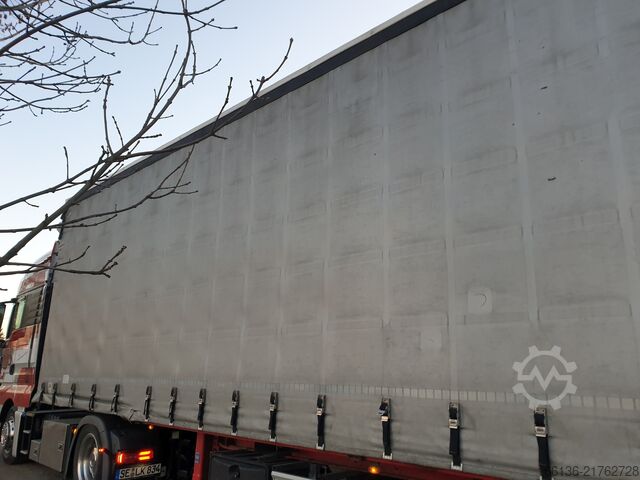 Auflieger mit Pritsche & Plane FLIEGL Gardine Mega xtra-long