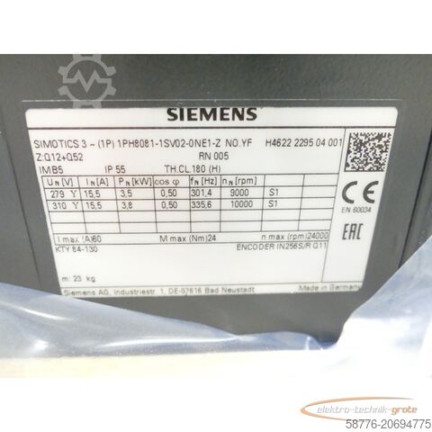 Control unit Siemens 1PH8081-1SV02-0NE1 - Z SN:YFH4622229504001 - ! -