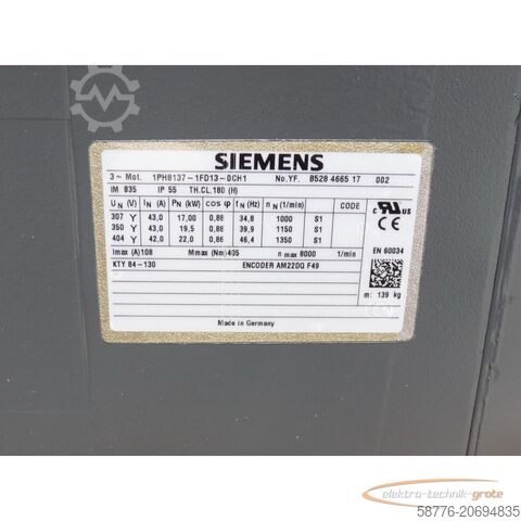 Control unit Siemens 1PH8137-1FD13-0CH1 Hauptantriebsmotor    !