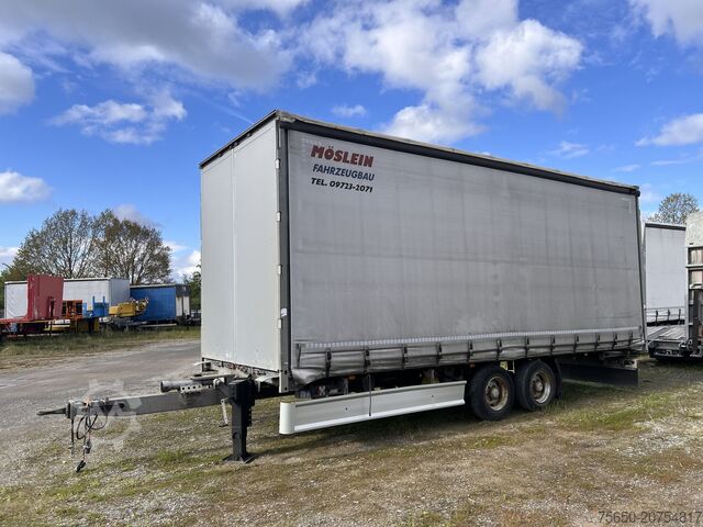 Open trailer with tarp Möslein TPF 11-D Schwebheim  Tandem- Planenanhänger Durchladen