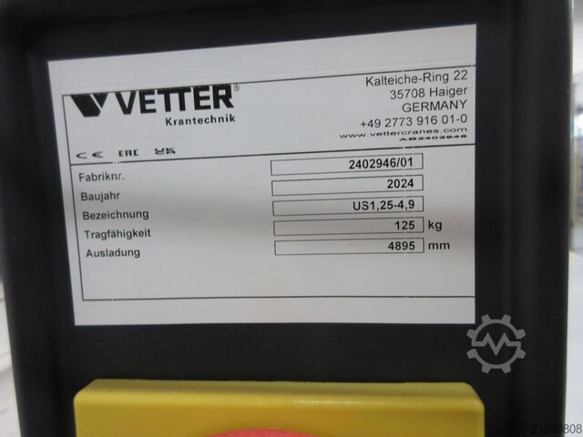 Saeulenschwenkkran Drehkran Kettenzug Vetter Kran Drehkran Hallenkran 125KG US1,25-4,9 NL 125Kg ALU L 4,9m Kettenzug