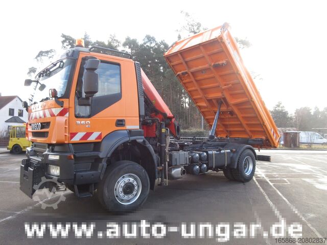 Dreiseitenkipper LKW Iveco Trakker 360 Kipper Allrad 4x4 Kran Palfi