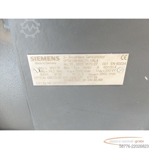 Control unit Siemens 1FT6136-6AC71-1AL4 Synchronservomotor SN: YFS528367007001