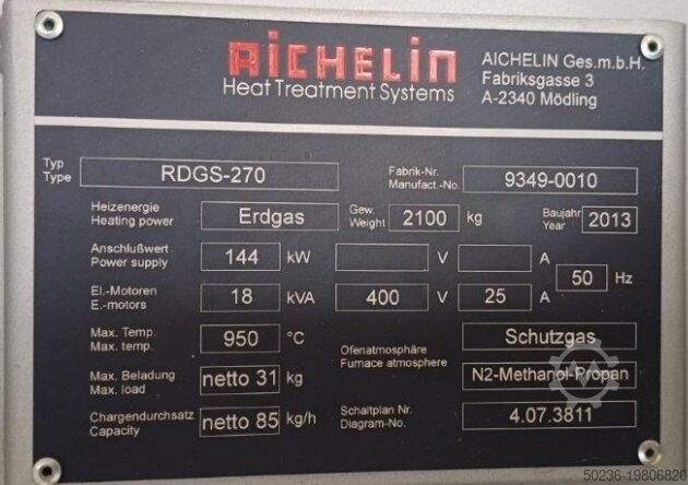 Rotary hearth furnace with mandrel hardening press AICHELIN 