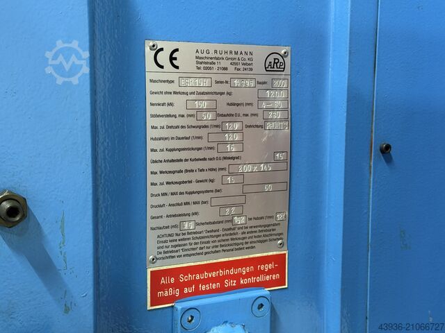 Mechanische Presse RUHRMANN ESR15H RUHRMANN PRESSEN ESR15H