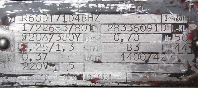 Gear motor 0.37 kW 42 rpm SEW-EURODRIVE R60DT71D4BHZ