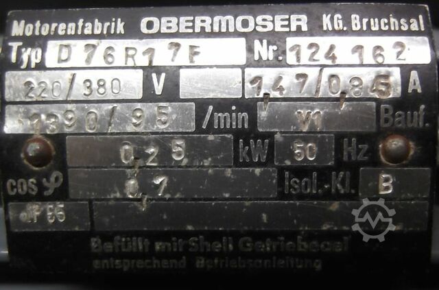 Gear motor 0.25 kW 95 rpm Obermoser D76R17F