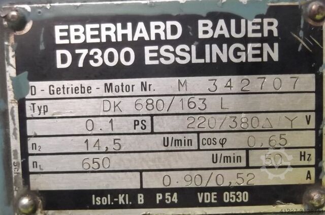 Gear motor 0.075 kW 14.5 rpm Bauer DK680/163L