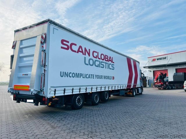 Low loader semitrailer Mega Gabelstaplertransporter Ladebordwand9t