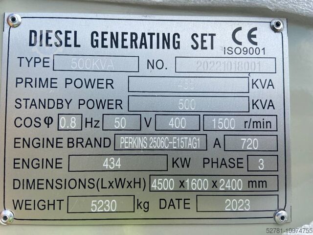 Aggregat Perkins 2506C-E15TAG1 - 500kVA Surplus genset- DPX-19813-6