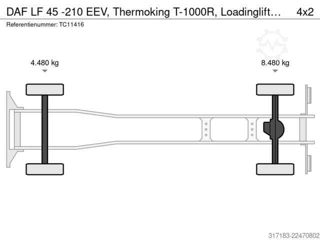 Kühl-/Tiefkühltransport DAF LF 45 -210 EEV, Thermoking T-1000R, Loadinglift