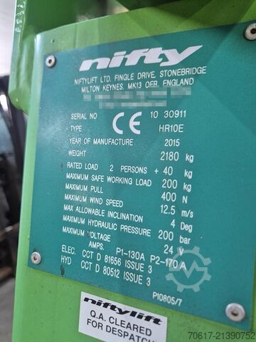 2015 Niftylift Hr10 10 mtr werkhoogte/workingheigth Niftylift Hr10 10 mtr werkhoogte/workingheigth