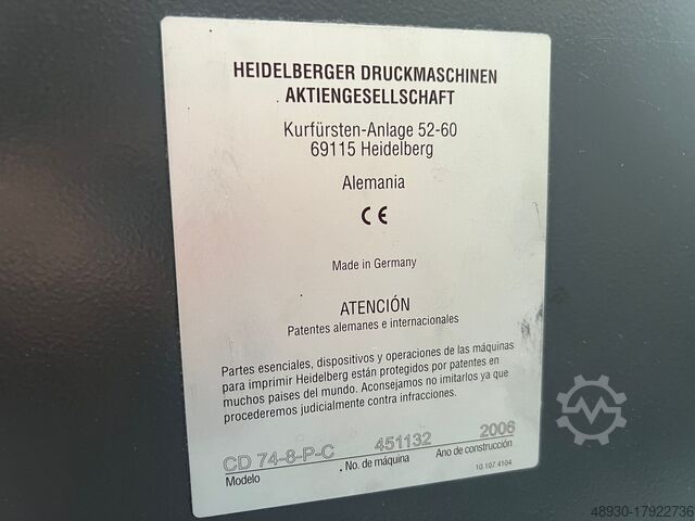 Offsetdruckmaschine Heidelberg CD 74 8 P