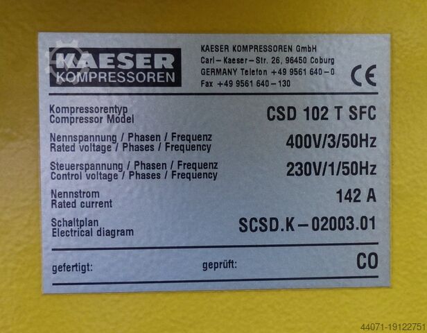 Schraubenkompressor CSD102TSFC Kaeser CSD102TSFC