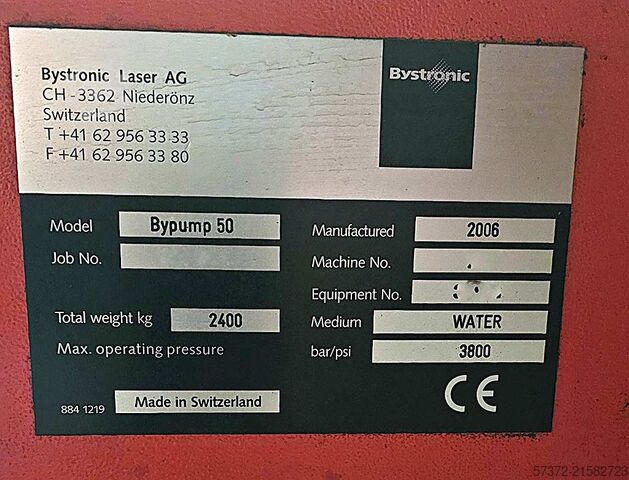 Water Jet Cutting Machine Bystronic Byjet 4022/Bypump 50 APC