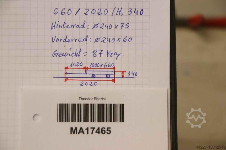 Heavy-duty transport trolley 1.5 tons unbekannt 1000/660/H340 mm  gefedert