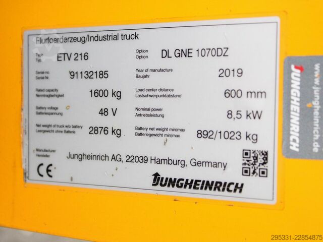 Schubmaststapler Jungheinrich ETV 216  DL GNE-1070DZ