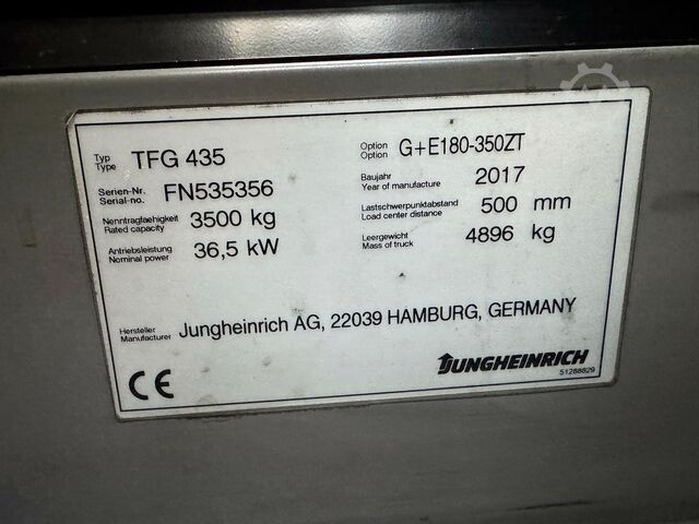 UVV 05/27, 3rd valve, sideshift, LPG, 3,483 hours Jungheinrich TFG 435