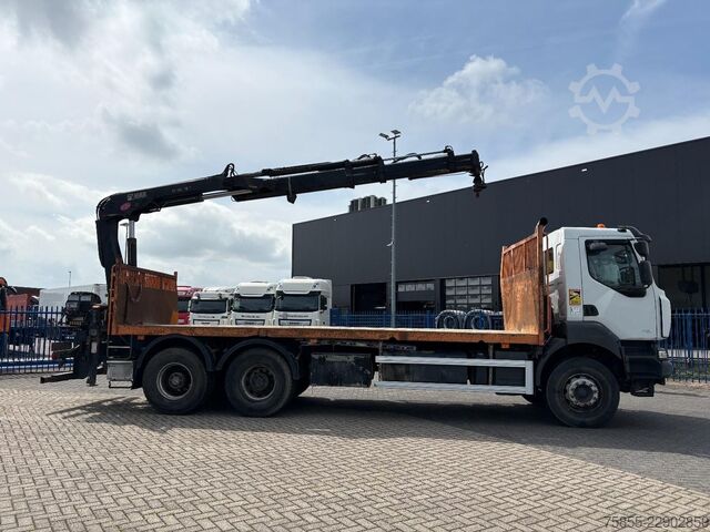 Plattformanhänger Renault Kerax 380 6x4 Full Steel / Hiab 166B-3 / Remote...