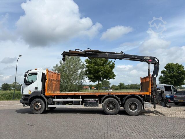 Plattformanhänger Renault Kerax 380 6x4 Full Steel / Hiab 166B-3 / Remote...