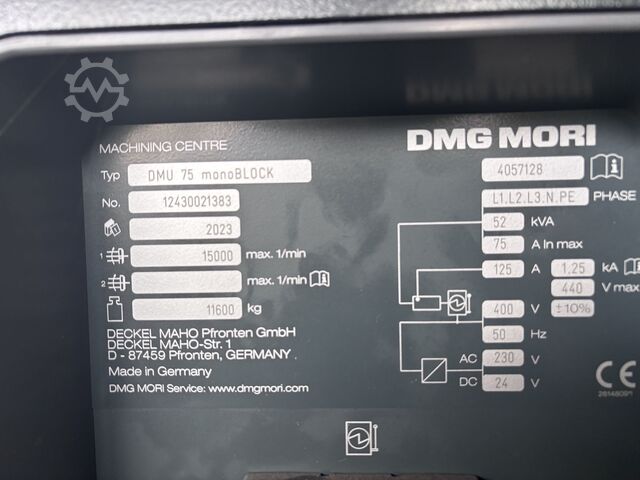 Universal machining center DMG DMU 75 Monoblock + PH150