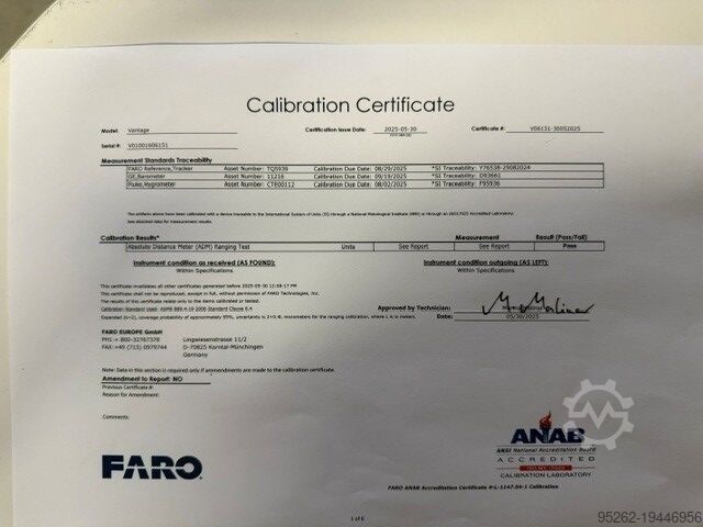 Coordinate measuring machine FARO Vantage  Laser Tracker