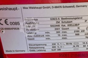 Gas burner Weishaupt G30 /// 2100 kw G30/2-A /// 2100kw
