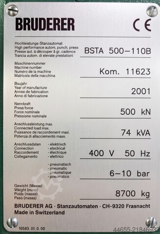 High Speed Stamping Press Line BRUDERER BSTA 500-110B