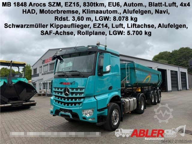 Standard tractor unit MERCEDES-BENZ 1848 Arocs SZM 4x4 HAD Alufelgen + Kippaulieger