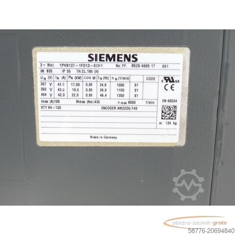 Control unit Siemens 1PH8137-1FD13-0CH1 Hauptantriebsmotor    !